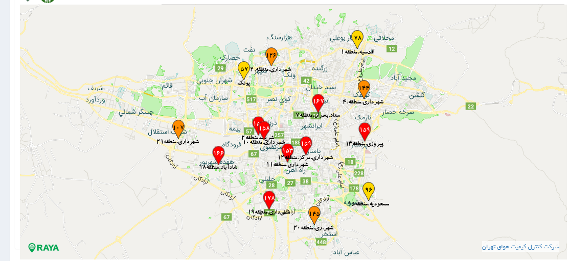 هوای پایتخت، در وضعیت نارنجی آلودگی/ ۸ منطقه تهران در وضعیت قرمز